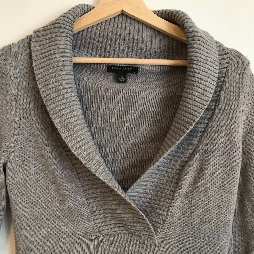 Banana Republic - Grey Open Cowl Neck Sweater